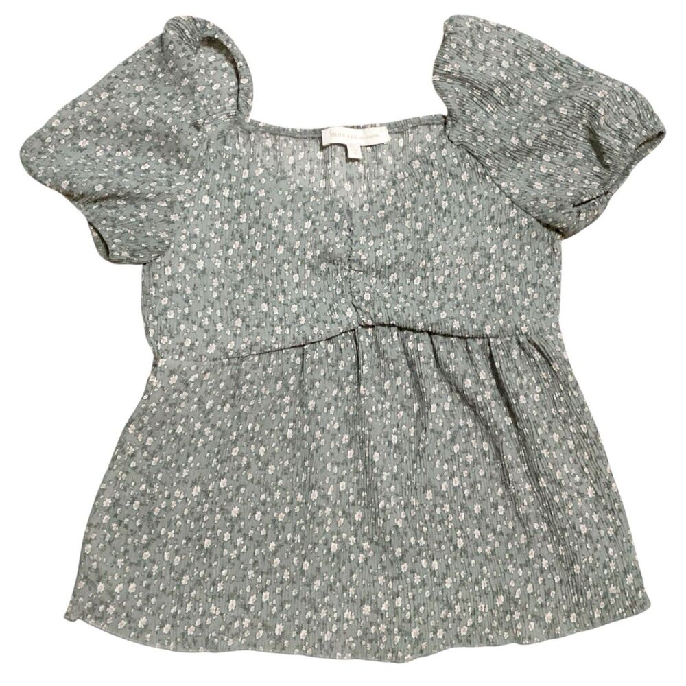Womens Puff Short Sleeve Blouse Size M Floral Fairycore Cottagecore Milkmaid Y2k